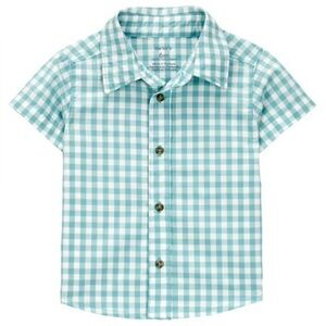Carter's Baby Boy Size 6 months Gingham Short Sleeved Button Down Shirt